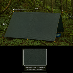 Lona Impermeable 3x3 m para Camping – Piso para Carpa / Tarp Ripstop 3000 mm